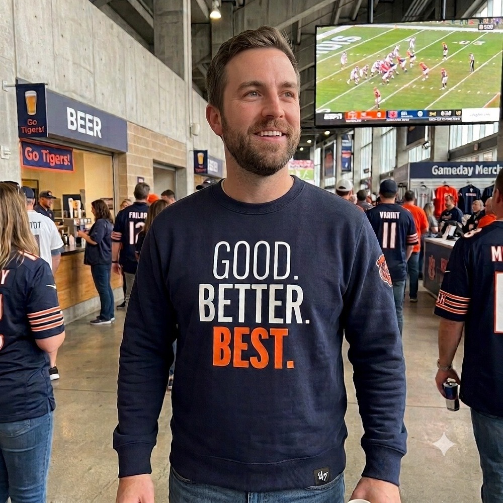 Chicago Bears '47 Brand Sweatshirt Mens L Navy Good Better Best Crewneck **NEW**